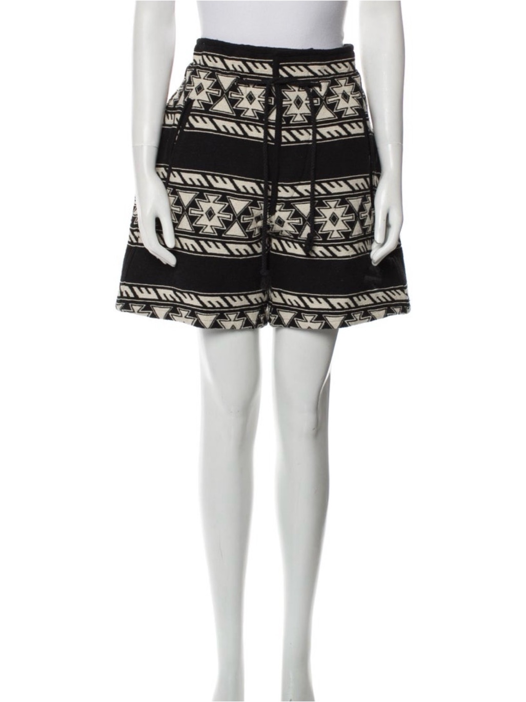 Black And Cream Aztec Knit Shorts